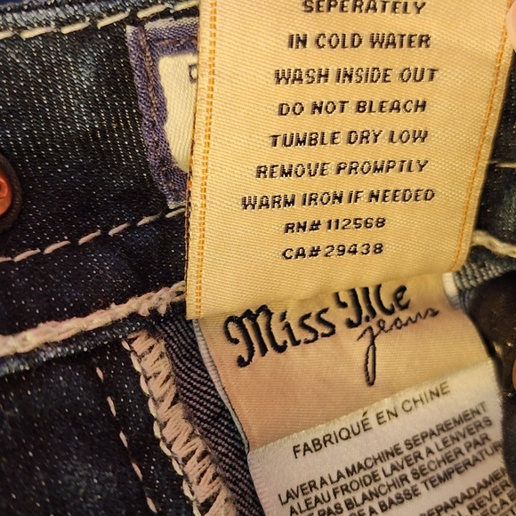 Miss Me Womens 28 Easy Boot Jeans JE5685ER Dark Blue Embroidered Studded - Picture 9 of 12
